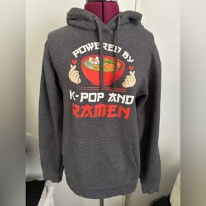 EUC K-Pop Gray Graphic Hoodie, Size Medium